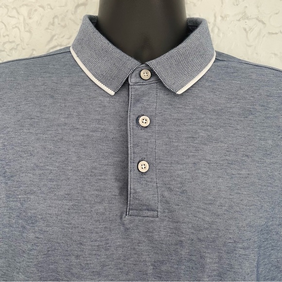 Untuckit Beaux Contrast Collar Long Sleeve Polo Medium - Picture 4 of 8